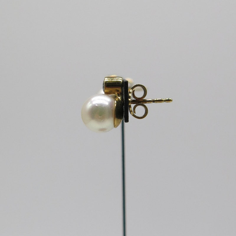 585/-er Gold - Ohrringe Süßwasserperle mit Brillanten 0.10ct. TW SI1 - Ø 8mm