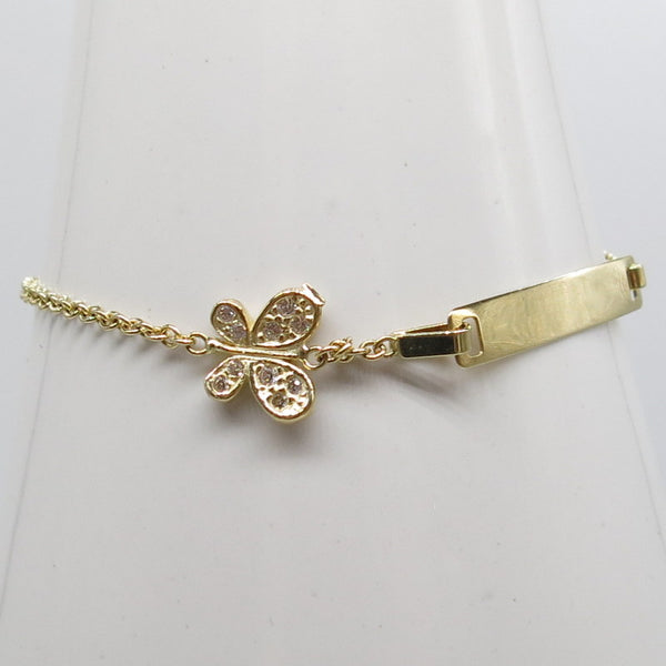 585/-er Gold Kinderarmband ID Armband Schmetterling- ca.1.85gr.