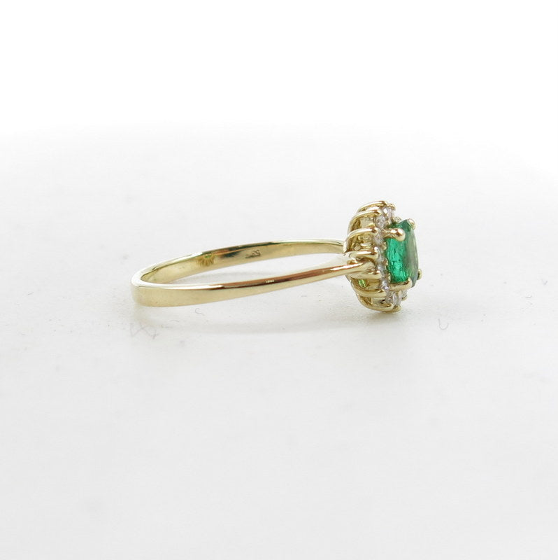 585/-er Gold - Ring mit Smaragd & Brillanten - Gr.53 - ca.1.90gr.