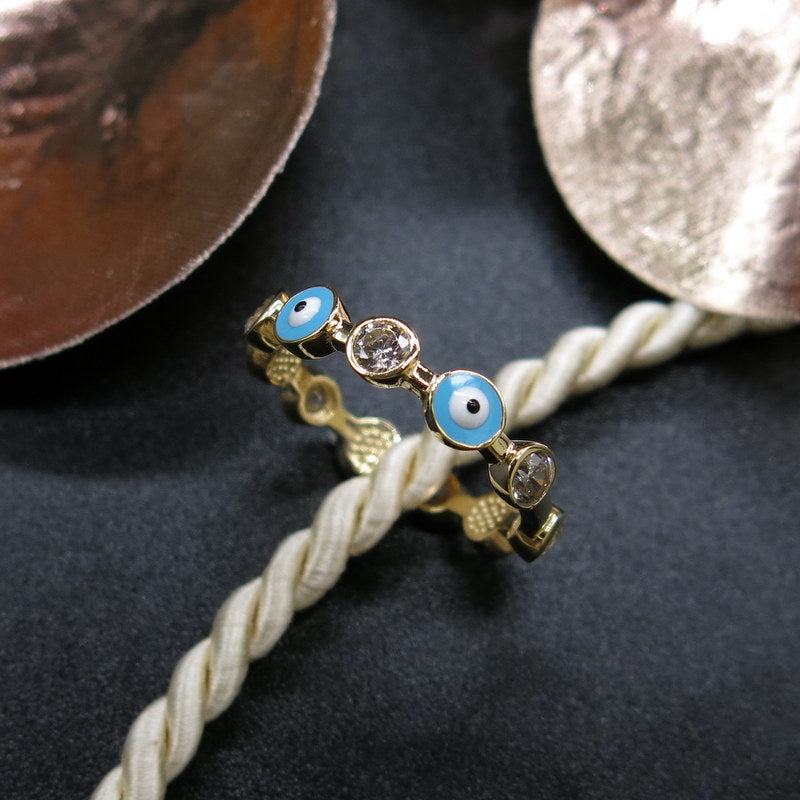 585/-er Gold Ring Nazar Boncugu / Auge Zirkonia - Gr.53 – Gold Art Juwelier