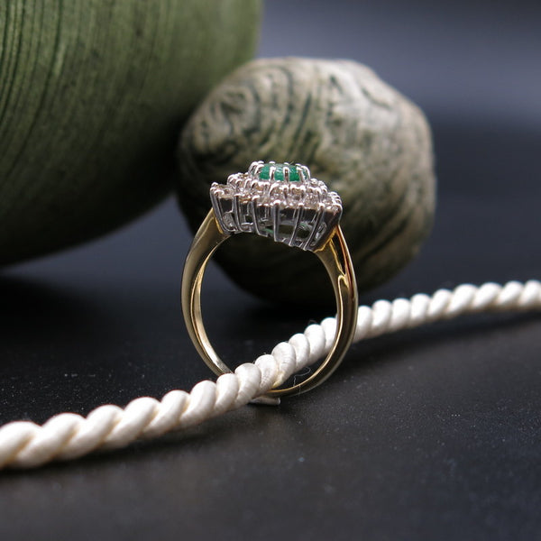 585/-er Gold Bicolor Ring - Smaragd / Diamanten ca.0.81ct. - Gr.54