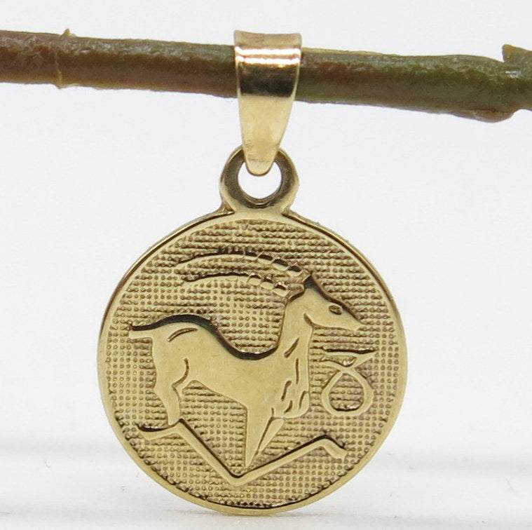 Steinbock Gold Anhänger - - Gold Art 11mm Ø ca.1.00gr. Sternzeichen Juwelier – 585/-er -
