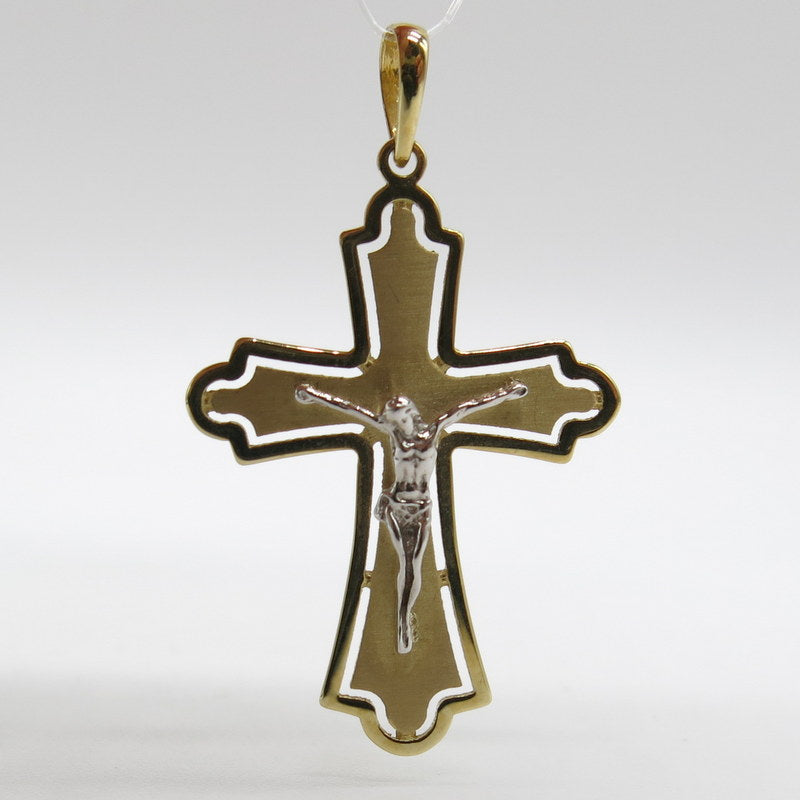 585/-er Gold Bicolor Gold Juwelier Glänzend- Kreuz – ca.2.85gr. / Matt Anhänger - Art