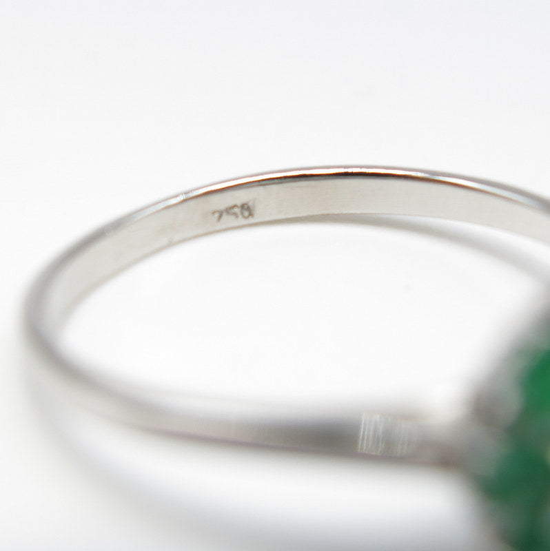 750/- Weißgold Ring - Smaragd / Brilliant ca. 0.60ct. TW SI1- Gr.57