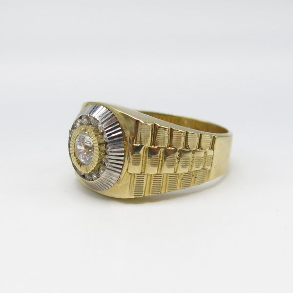 585/-er Gold - Ring mit Zirkonia Herrenring Siegelring - Gr.63 - ca.11.80gr.