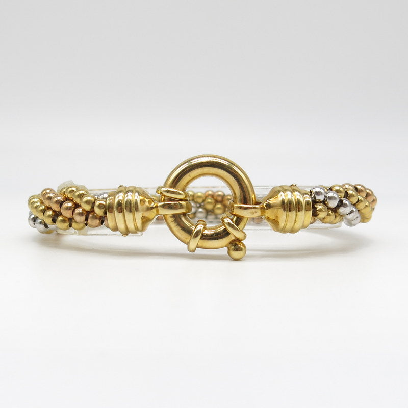 585/-er Gold - Tricolor Kugel Kordel Armband - L: 21cm