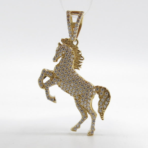 585/-er Gold Juwelier Art - Zirkonia- ca.5.20gr. Pferd Anhänger Gold mit –