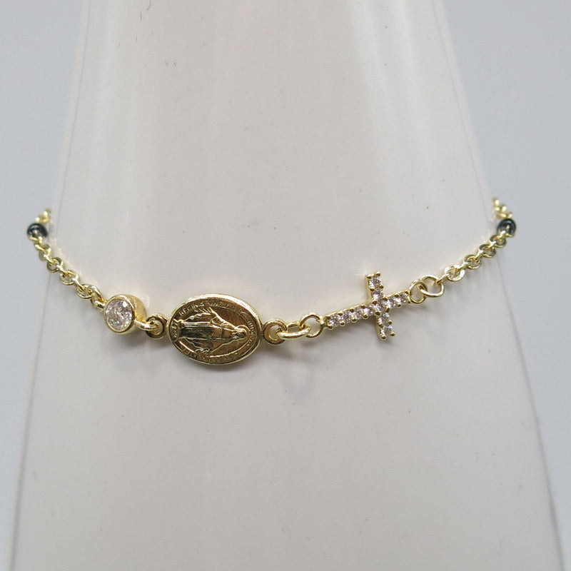585/-er Gold - Armband Rosenkranz mit Zirkonia - ca.2.40gr. - L: 19.5cm