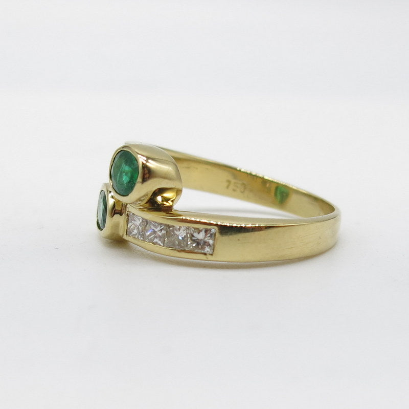 750/-er Gold Ring - Smaragd / Diamanten ca.0.56ct. - Gr.58