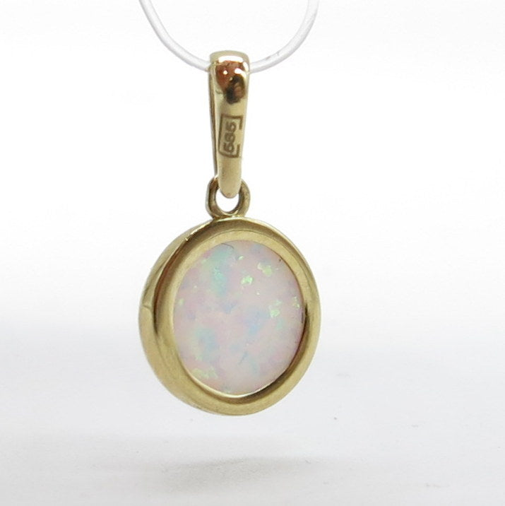 585/-er Gold - Opal Anhänger Glänzend - Ø 11mm - ca.0.85gr.