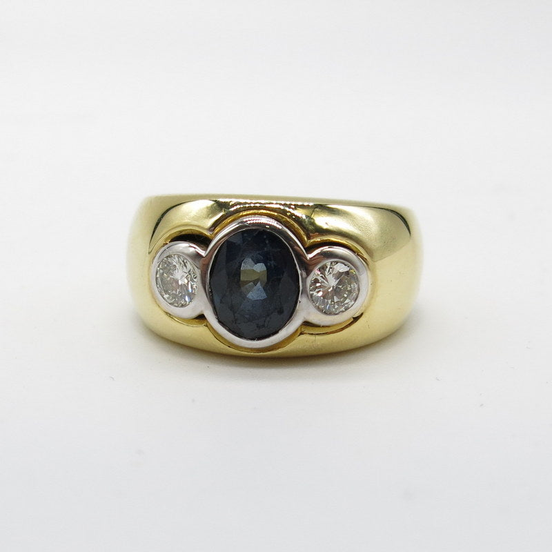 750/-er Gold - Ring Saphir & Diamanten ca.0.40ct. - Gr.55