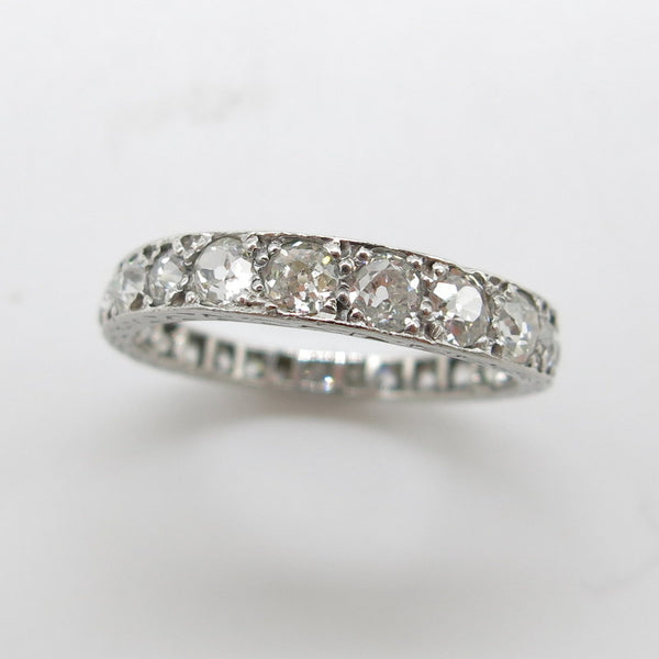 585/- Weißgold - Memoire Ring mit Diamanten Rosenschliff ca. 1.00ct. - Gr.55
