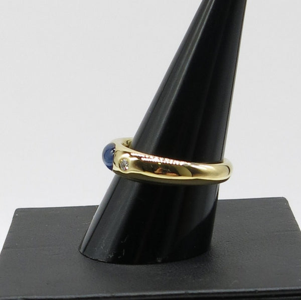 750/-er Gold - Band Ring mit Saphir & Diamanten ca.0.15ct. - Gr.58 - ca.8.85gr.