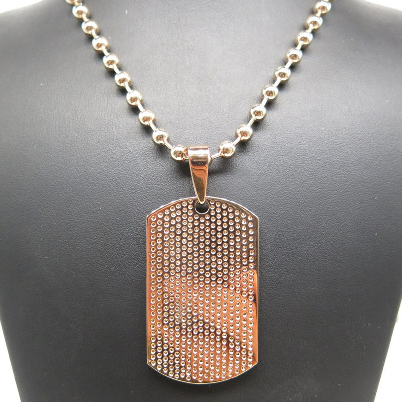 750/-er Rosegold Kugelkette mit Dog-Tag - Brillanten ca.7.00ct. TW SI1 - L: 70cm