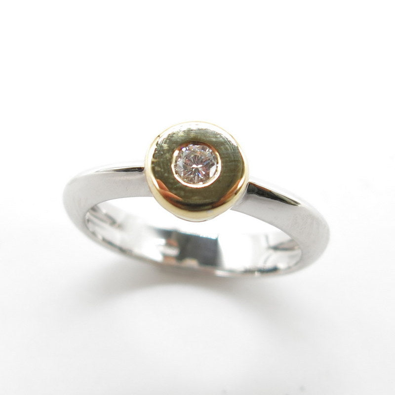 750/-er Gold Ring Bicolor - Brillant ca.0.10ct. TW SI1 - Gr.55