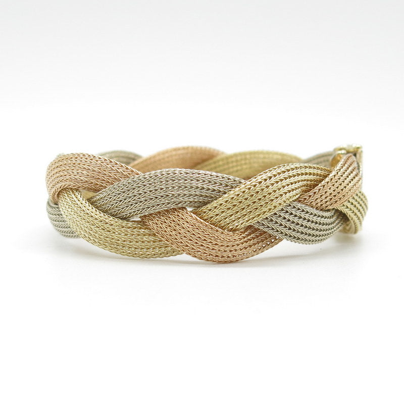 585/-er Gold - Tricolor Armband geflochten - L: 18cm