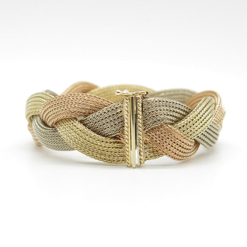 585/-er Gold - Tricolor Armband geflochten - L: 18cm