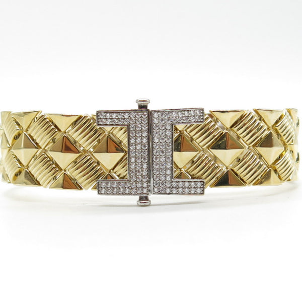 585/-er Gold - Breites Armband mit Zirkonia - L: 19cm - ca.25.40gr.