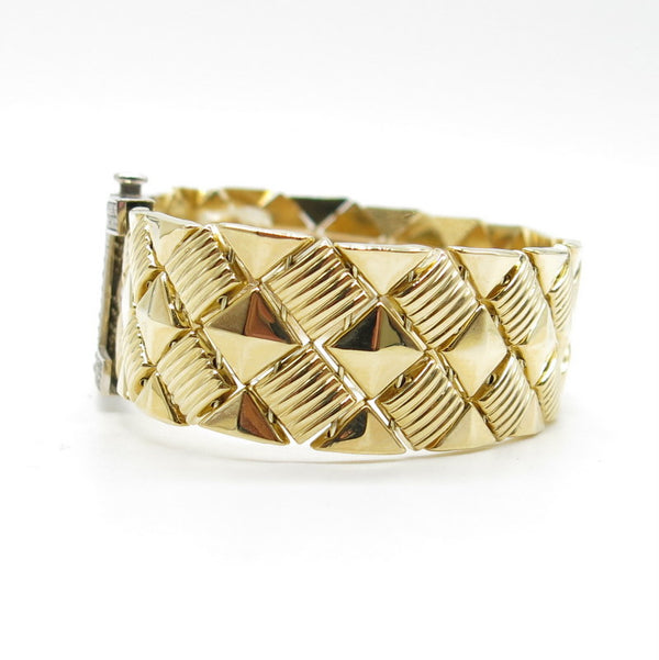 585/-er Gold - Breites Armband mit Zirkonia - L: 19cm - ca.25.40gr.