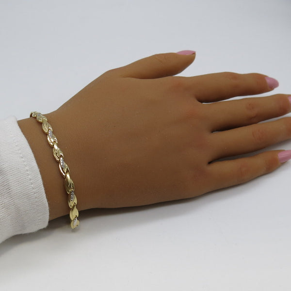 585/-er Gold Bicolor - Armband mit Zirkonia - ca.5.50gr. - L: 19cm