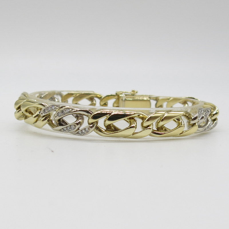 585/-er Gold Bicolor Armband mit Brillanten ca.0.36ct. - Ø8.5mm - L: 18.5cm