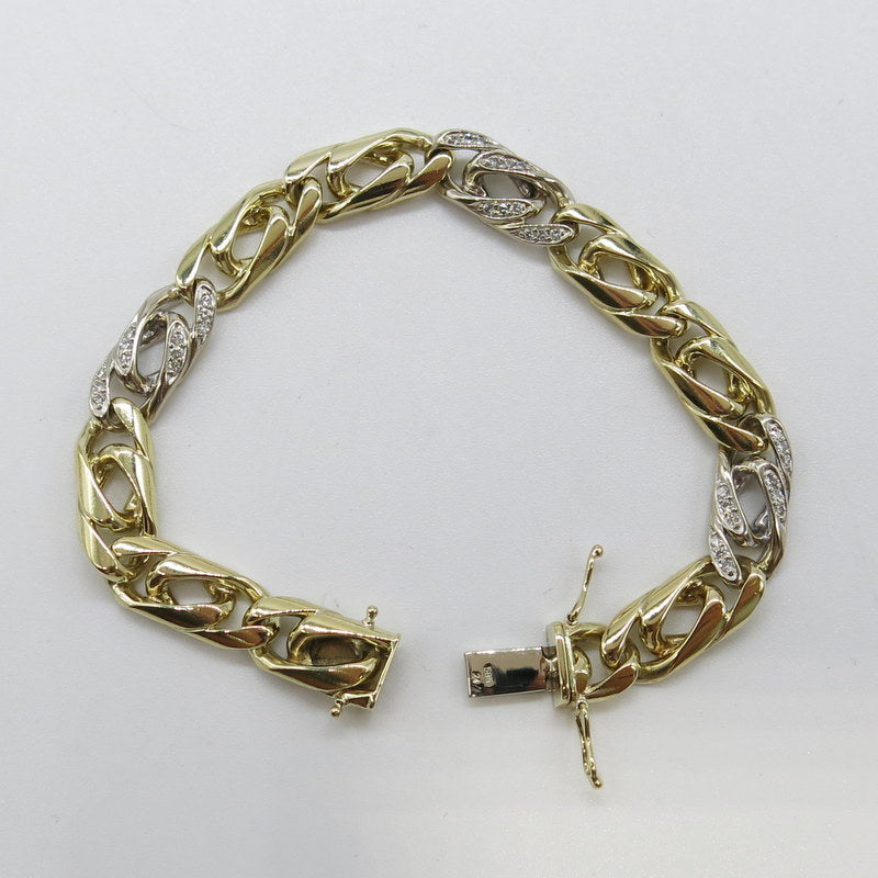 585/-er Gold Bicolor Armband mit Brillanten ca.0.36ct. - Ø8.5mm - L: 18.5cm