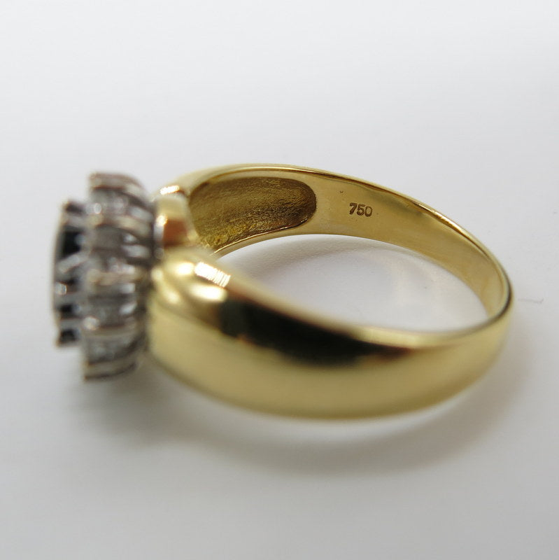 750/-er Gold Saphir Ring mit Diamanten ca.0.36ct. - Gr.57