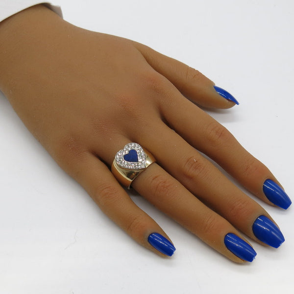 585/-er Gold Ring Herz Lapislazuli & Diamanten ca.0.70ct. - Gr.54 - ca.12.50gr.