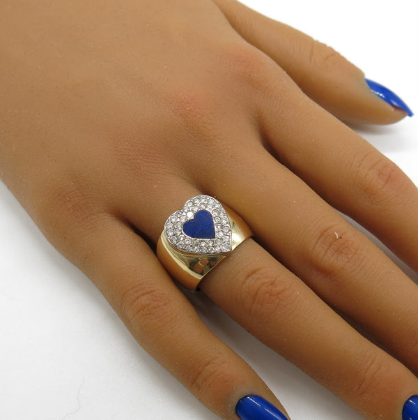 585/-er Gold Ring Herz Lapislazuli & Diamanten ca.0.70ct. - Gr.54 - ca.12.50gr.