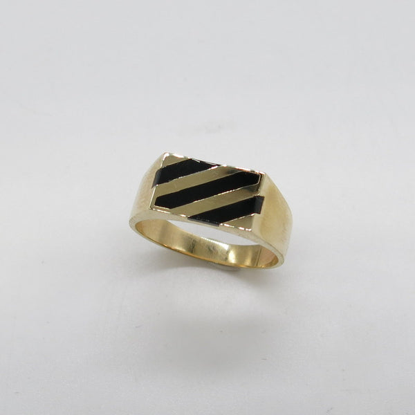 585/-er Gold - Onyx Ring Herrenring Siegelring - ca.5.15gr. - Gr.64