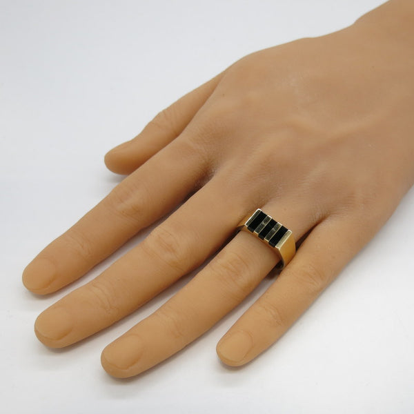 585/-er Gold - Onyx Ring Herrenring Siegelring - ca.6.00gr. - Gr.65