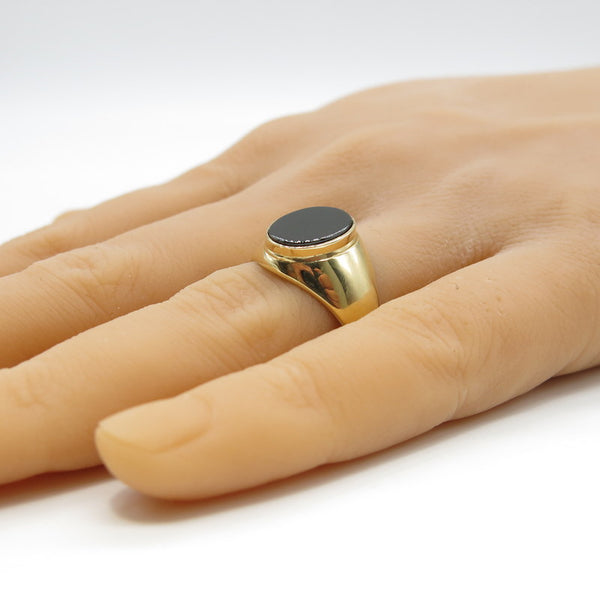 585/-er Gold - Onyx Ring Herrenring Siegelring - Gr.64