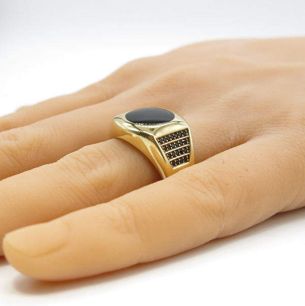 585/-er Gold - Onyx Ring Herrenring Siegelring - Gr.65