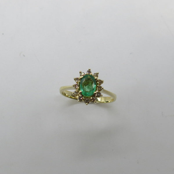 585/-er Gold - Ring mit Smaragd & Diamanten 0.24ct. TWSI1 - Gr.58