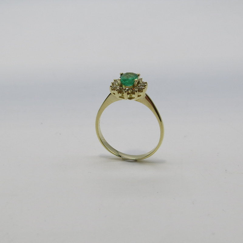 585/-er Gold - Ring mit Smaragd & Diamanten 0.24ct. TWSI1 - Gr.58