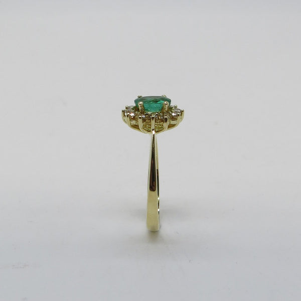 585/-er Gold - Ring mit Smaragd & Diamanten 0.24ct. TWSI1 - Gr.58