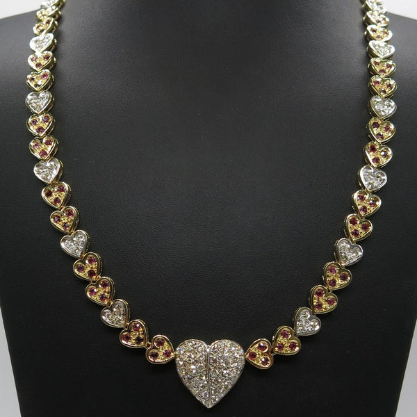 750/-er Herz Collier mit Rubin & Brillanten ca.2.64ct.TW SI2 - L: 47cm