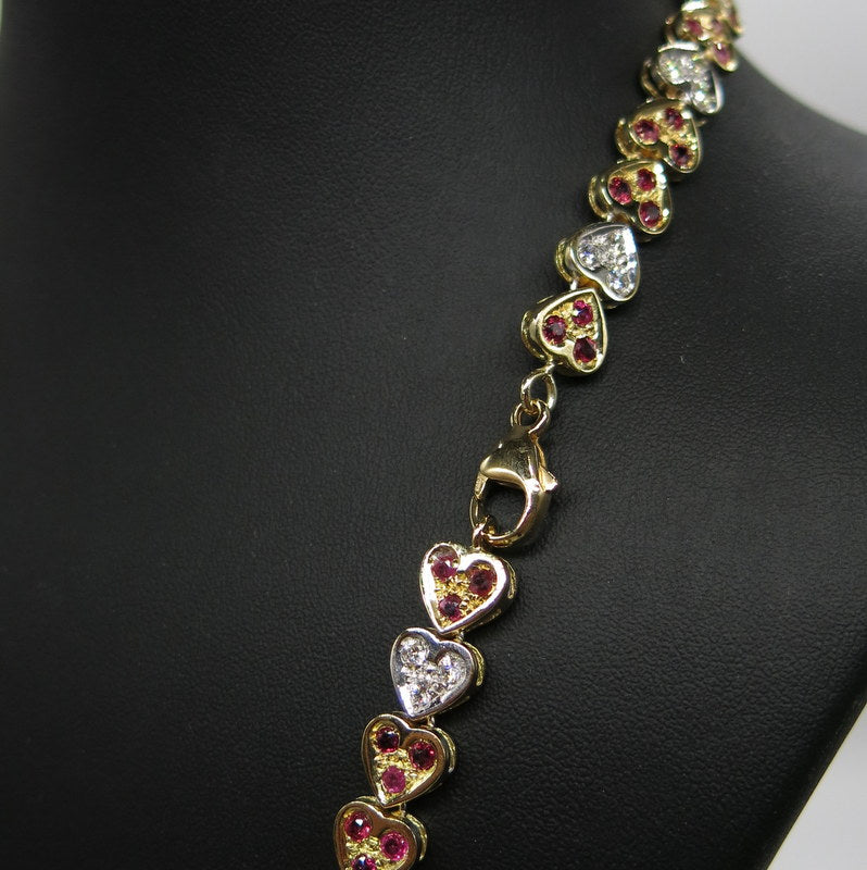 750/-er Herz Collier mit Rubin & Brillanten ca.2.64ct.TW SI2 - L: 47cm