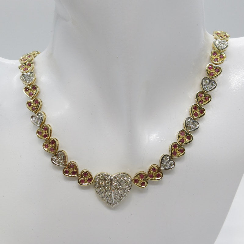 750/-er Herz Collier mit Rubin & Brillanten ca.2.64ct.TW SI2 - L: 47cm