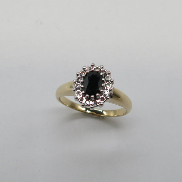 585/-er Gold Saphir Ring mit Diamanten ca.0.14ct. - Gr.57