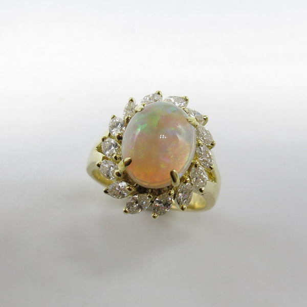 750/-er Gold Opal Ring mit Diamanten ca.1.40ct. TW SI1 - Gr.57