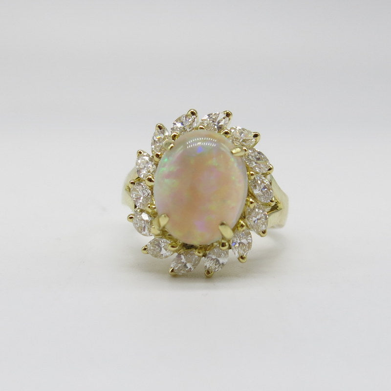 750/-er Gold Opal Ring mit Diamanten ca.1.40ct. TW SI1 - Gr.57