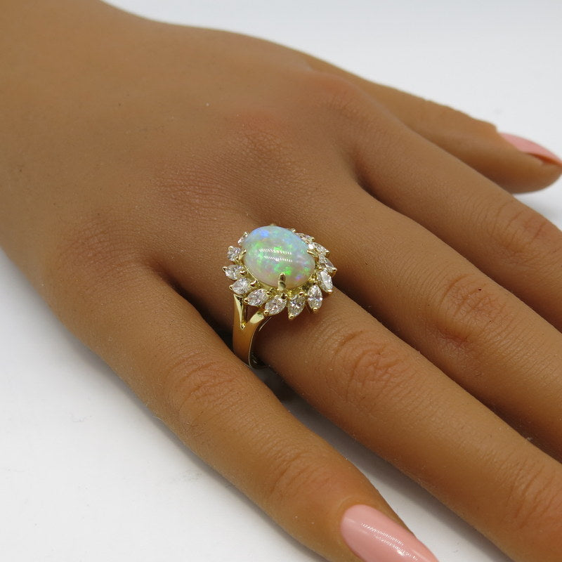 750/-er Gold Opal Ring mit Diamanten ca.1.40ct. TW SI1 - Gr.57