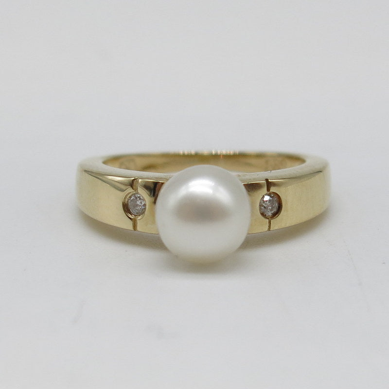 585 /-er Gold Ring mit Perle & Brillanten 0.04ct. - Gr.53