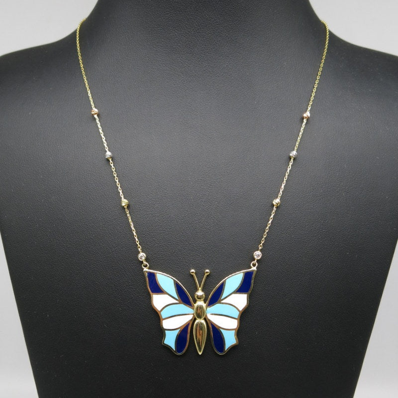 585/-er Gold Schmetterling Butterfly Collier Kette - L: 45cm