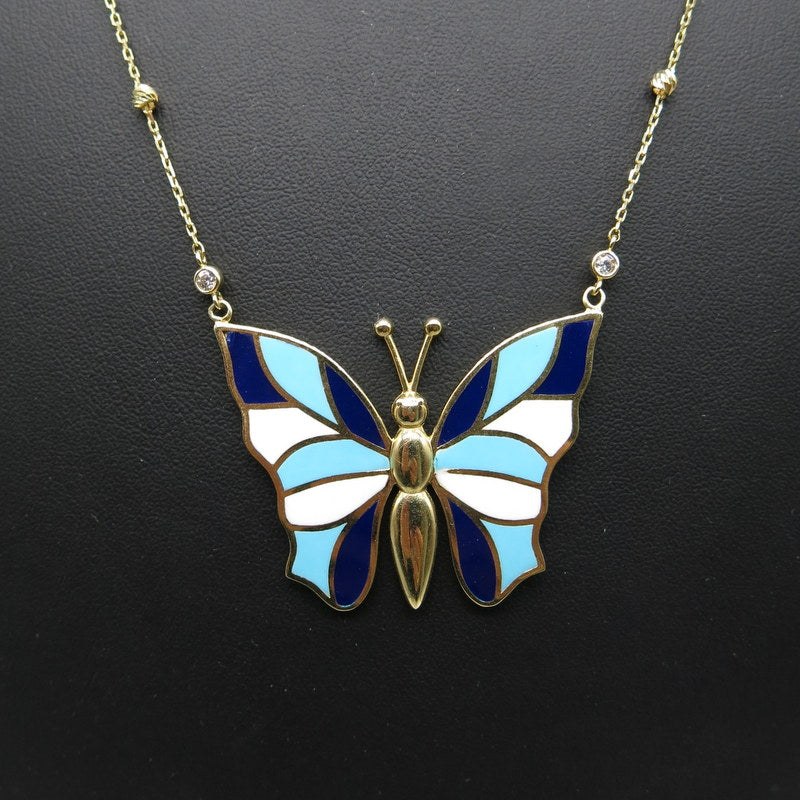 585/-er Gold Schmetterling Butterfly Collier Kette - L: 45cm