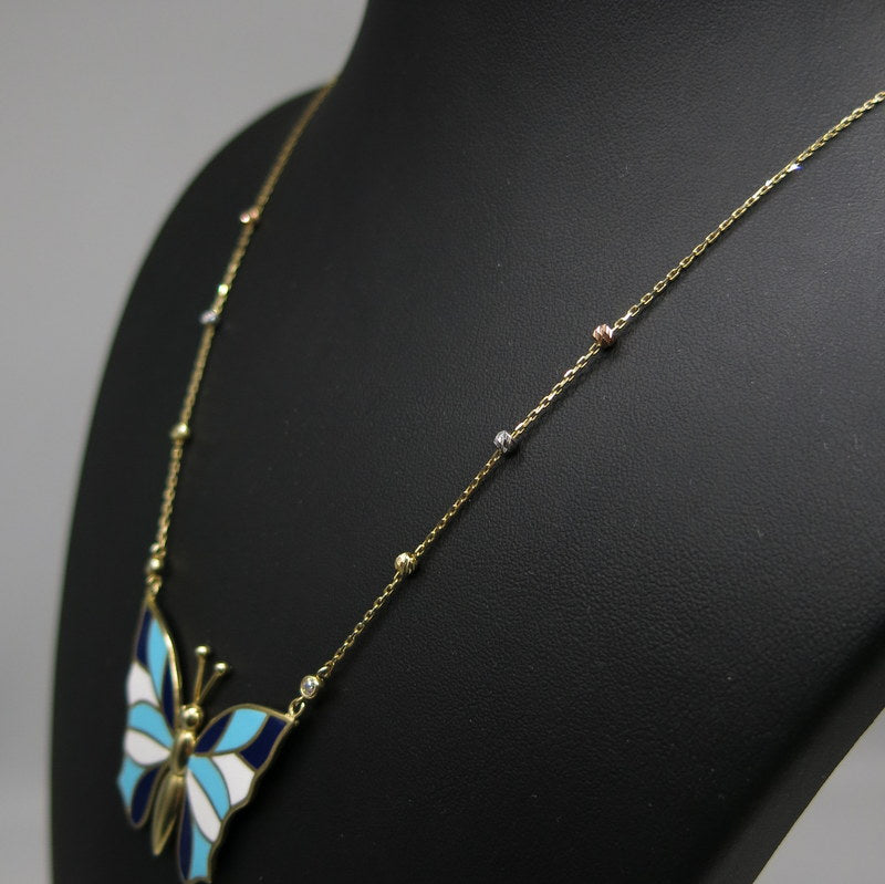 585/-er Gold Schmetterling Butterfly Collier Kette - L: 45cm