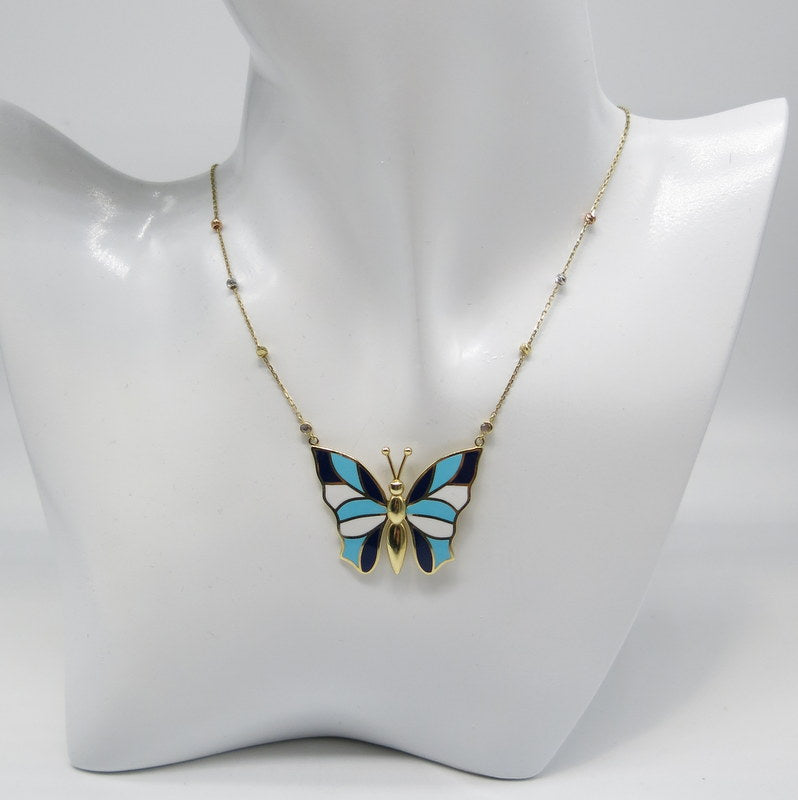 585/-er Gold Schmetterling Butterfly Collier Kette - L: 45cm