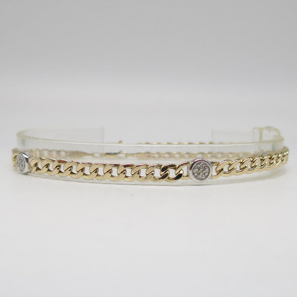 585/-er Gold - Panzerkette Armband - Brillanten ca.0.15ct. - L: 21cm