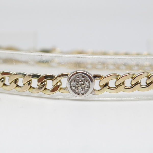 585/-er Gold - Panzerkette Armband - Brillanten ca.0.15ct. - L: 21cm